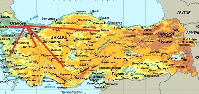 Карта Османской империи 16 века.