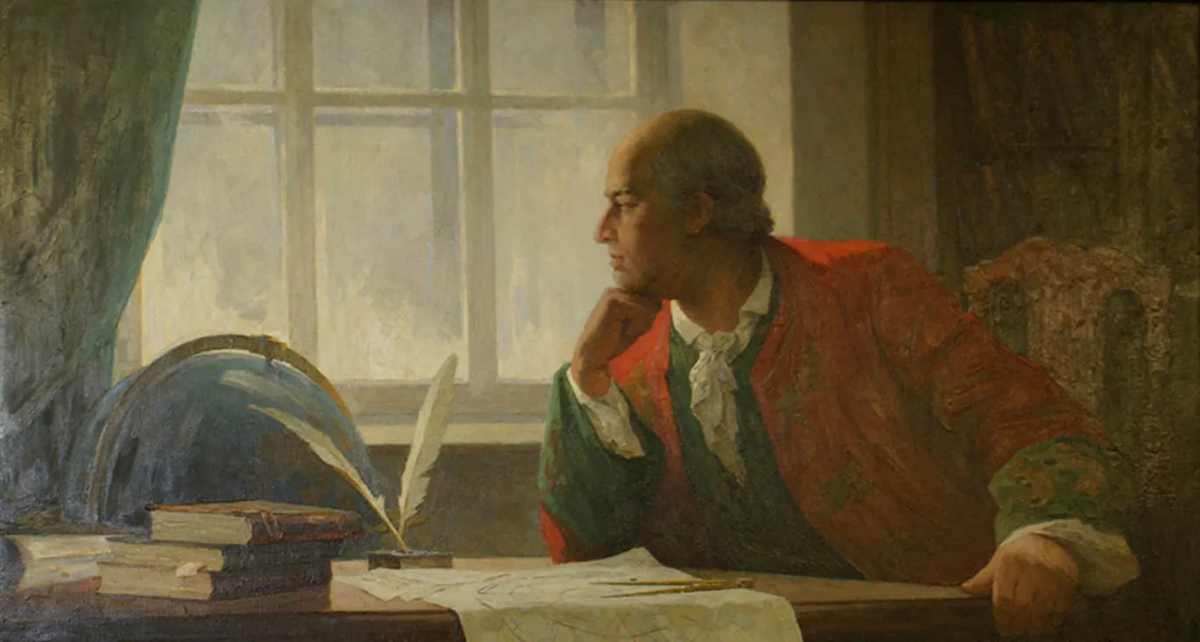 Портрет М. В. Ломоносова. Художник Кисляков Н. А. 1963 год. Холст, краска.