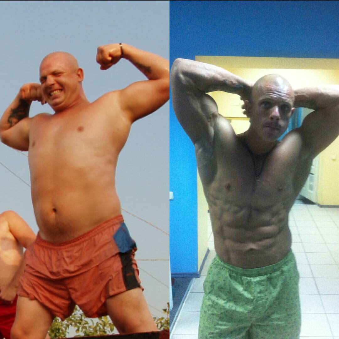 Моя первая трансформация, в 2012 году, которая заняла 8 месяцев. Сбросил тогда в общей сложности 30 кг со 122.7 кг до 92.
