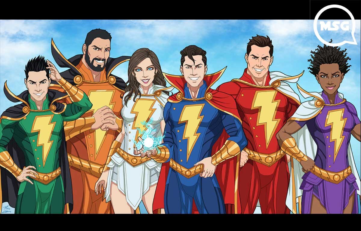 Justice 7. Семья Марвел Шазам. Семья Шазам DC. DC Comics семья Шазама. Шазам вся семья персонажи.