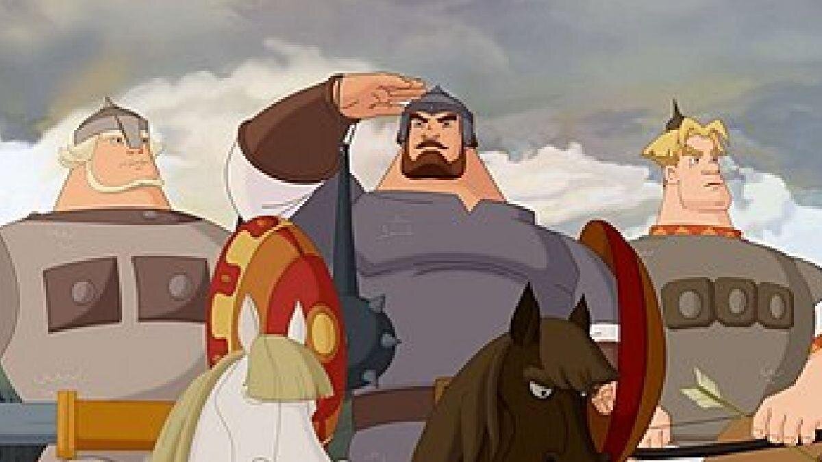 Богатыри русские. Кадр из известного мультика.