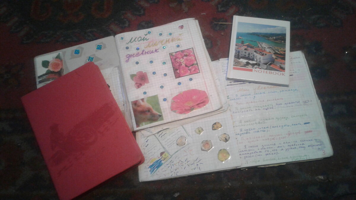 Фотография моих личных дневников! Их я вела, когда была ещё подростком. 