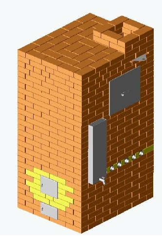 Печь-каменка, разработанная Я.Г. Порфирьевым. Общий вид