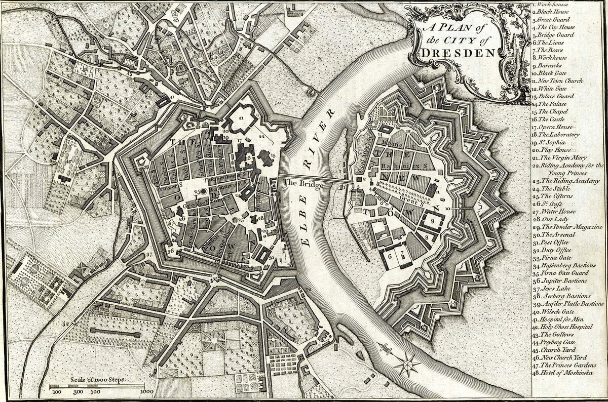 Map of Dresden, 1800, J. Stockdale