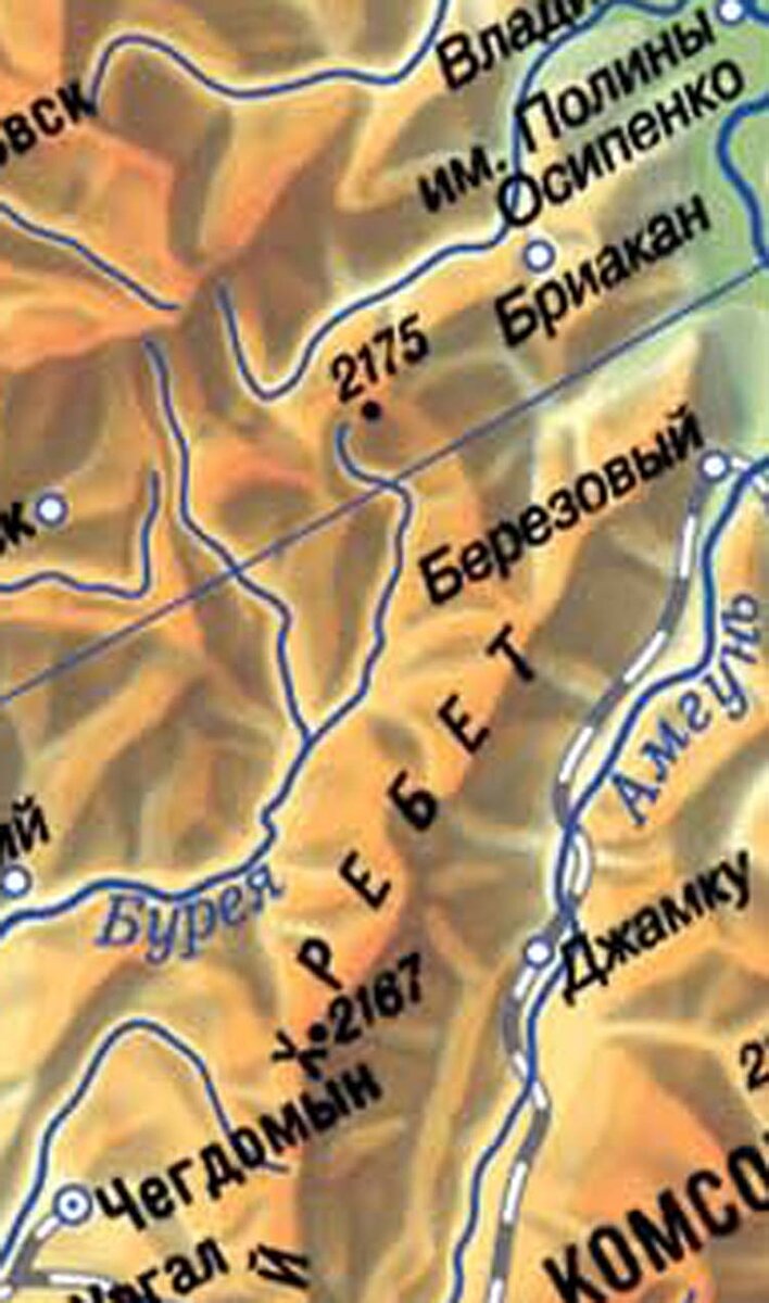 Карта хребет джугджур