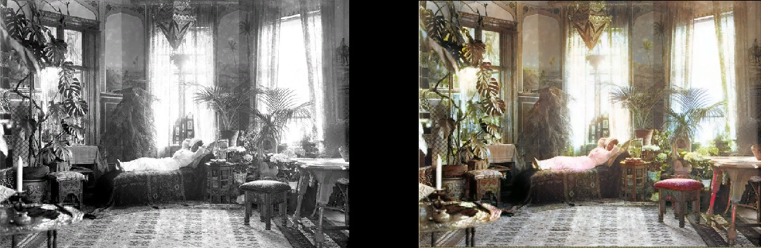 Женщина расслабляется в своей гостиной (1920, Швеция)