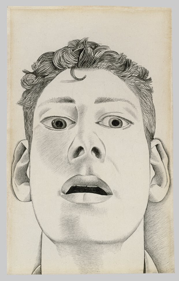 Люсьен Фрейд «Пораженный мужчина: автопортрет» (Startled Man: Self Portrait), 1948 год. Цену можно запросить на https://www.artsy.net/
