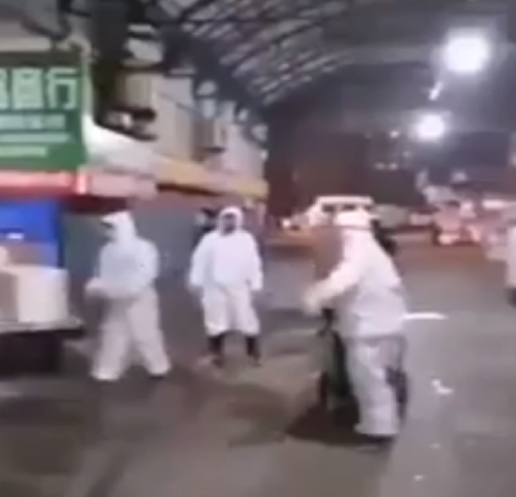 Фото с рынка морепродуктов в Ухане.