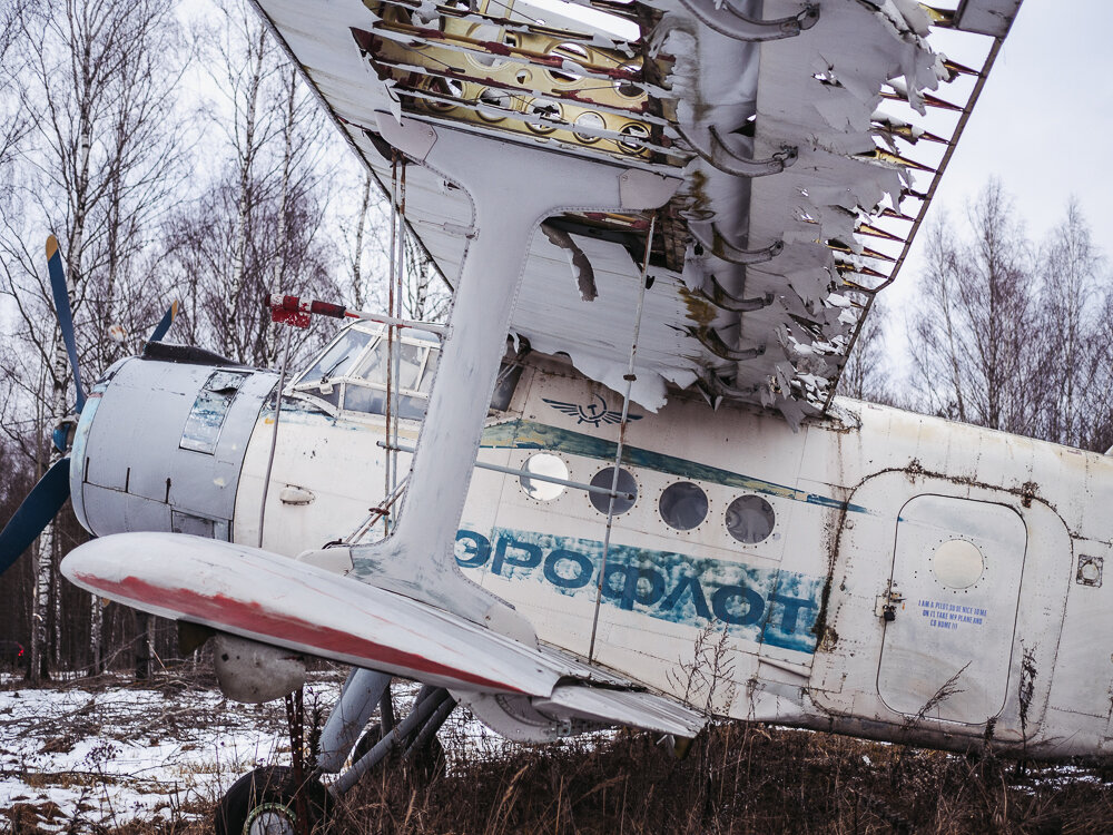 Вот эти самолеты мы увидели сквозь деревья с дороги. Явно, они уже никуда не полетят))
