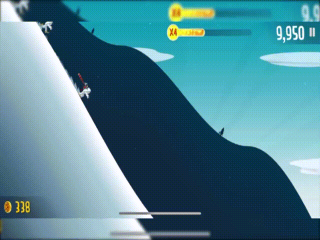 Геймплей мобильной игры Ski Safari