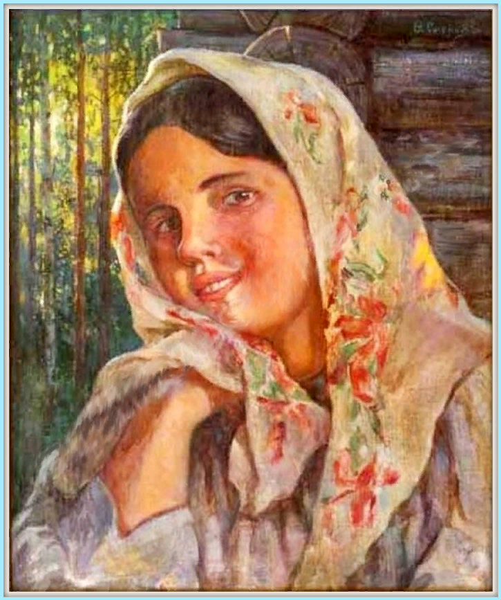 Вид русской народной. Художник Федот Васильевич Сычков (1887-1958). Федот Васильевич Сычков рябина. Федот Васильевич Сычков "девушка в платке"). Федот Сычков портрет женщины с зонтиком 1903.