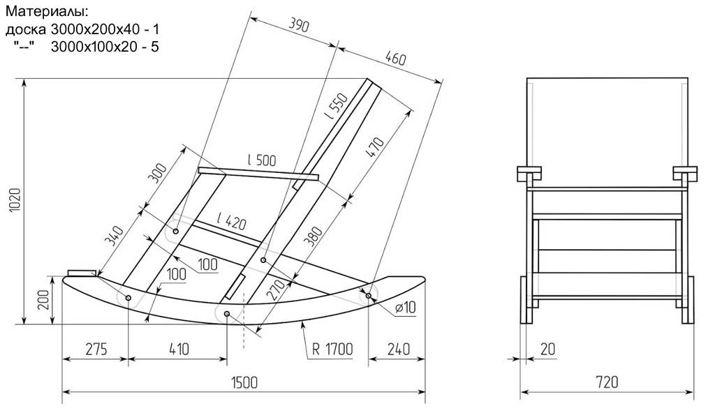Кресло качалка своими руками чертежи из фанера, основные этапы работ