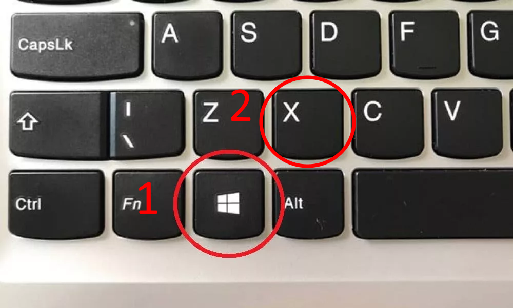 Сочетание клавиш Win+X
