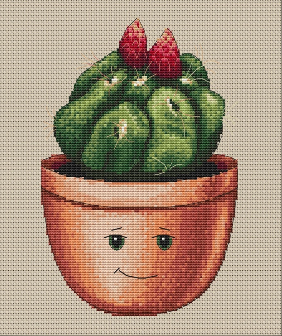 Моя первая созданная схема и рисунок для вышивки крестиком — это Thelocactus hexaedrophorus