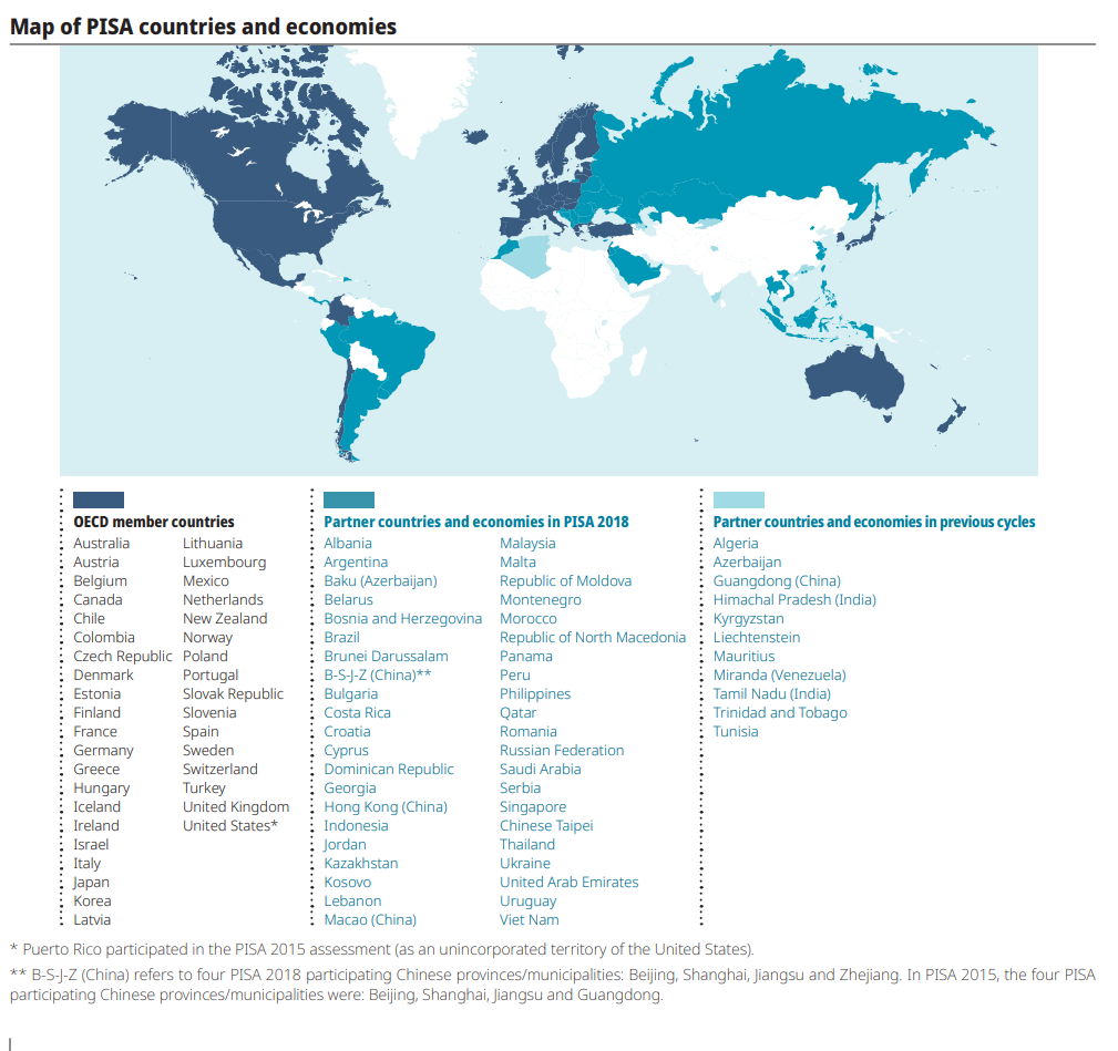 Страны-участницы исследования PISA.