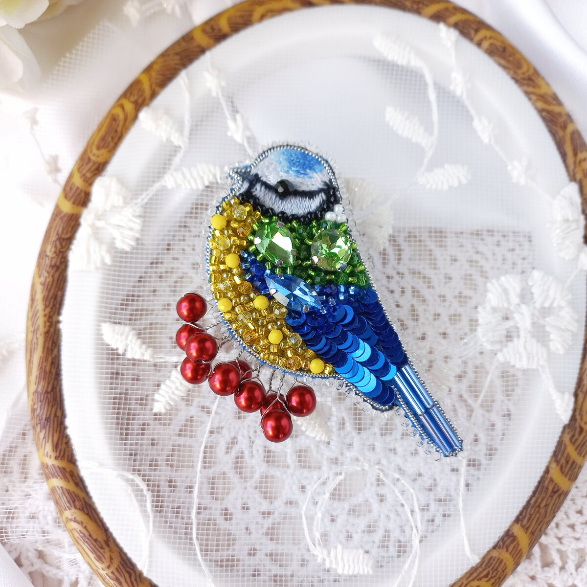 Синичка с крыльями из пайеток