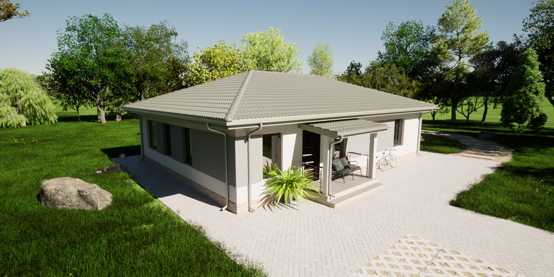 Уютный проект для большой семьи - одноэтажный дом 4C-121