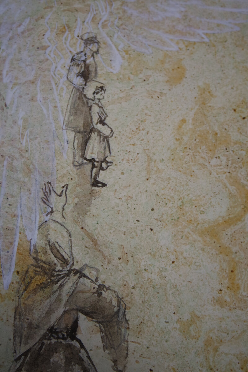 А.Самарская  "Передача аманата". бумага, сепия