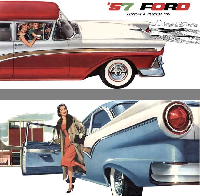 Реклама Ford Custom 1957 года. Иллюстрация из свободных источников.