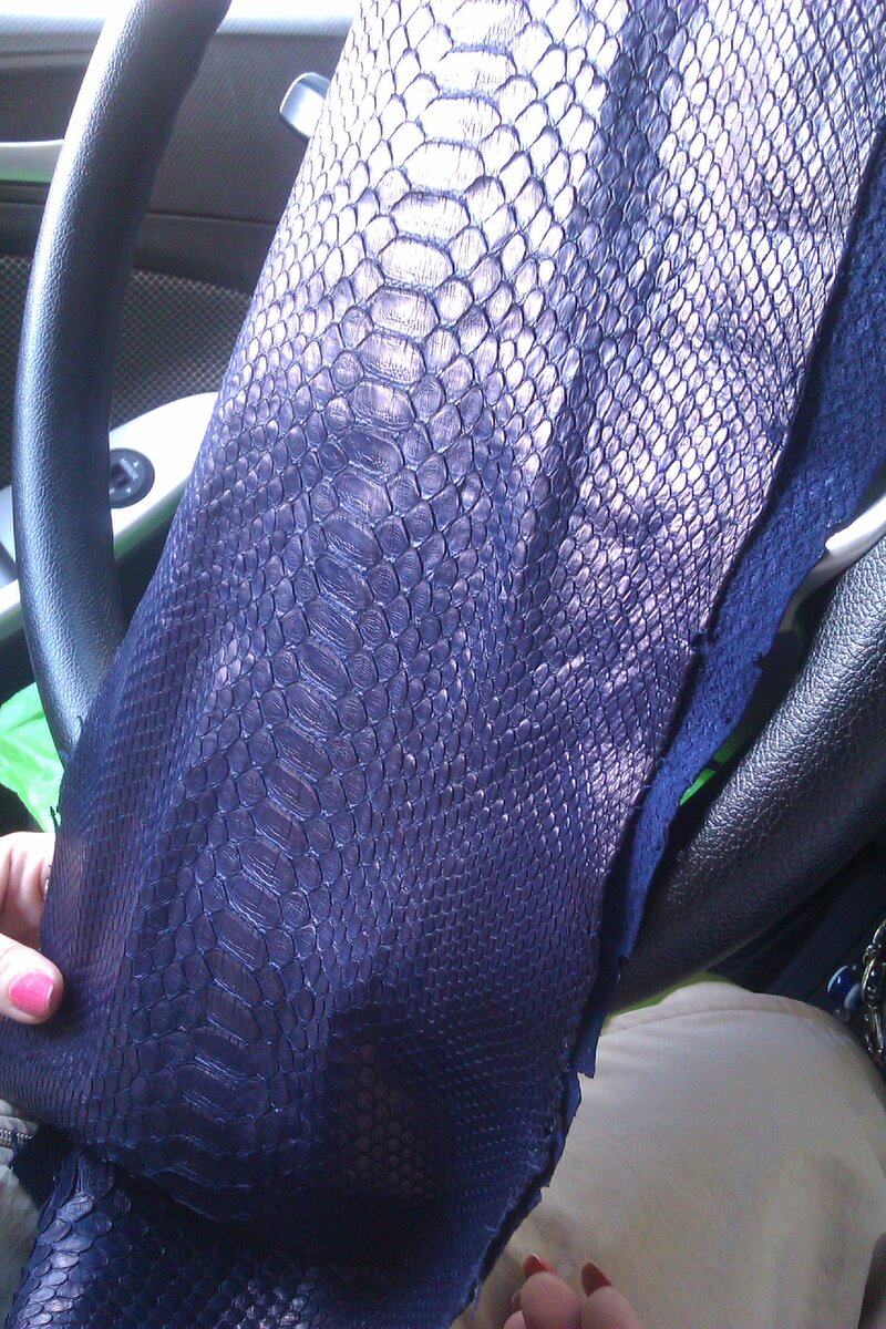 Кожа из шкуры питона, разрезанная по спине