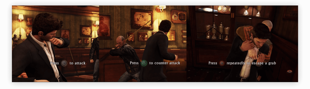 Uncharted 3 от Naughty Dog и Sony Computer Entertainment: боевые элементы управления объясняются в первый раз, когда вы вступаете в бой
