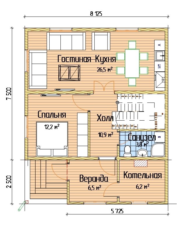 Проект дачного дома 8х8