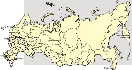 Расселение евреев по переписи 2010 года. В каждой точке 500 человек