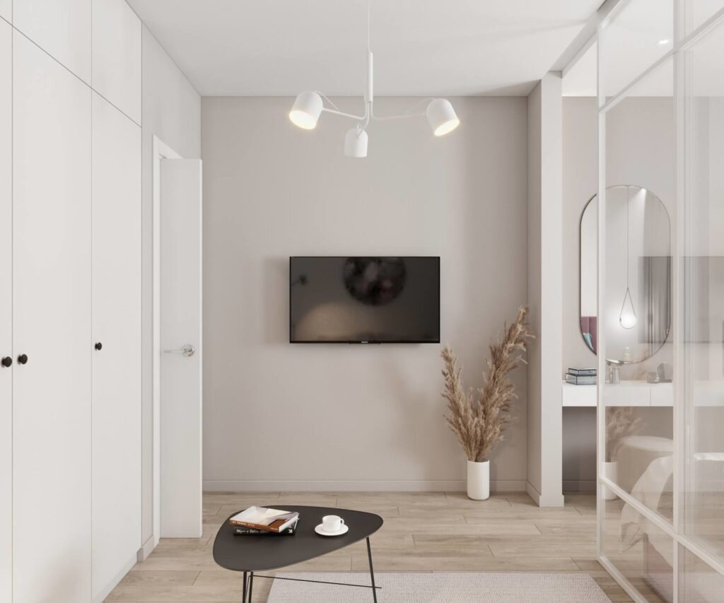 Нейтральные цвета и мягкие акценты. Со вкусом оформленная квартира 40 кв.м.