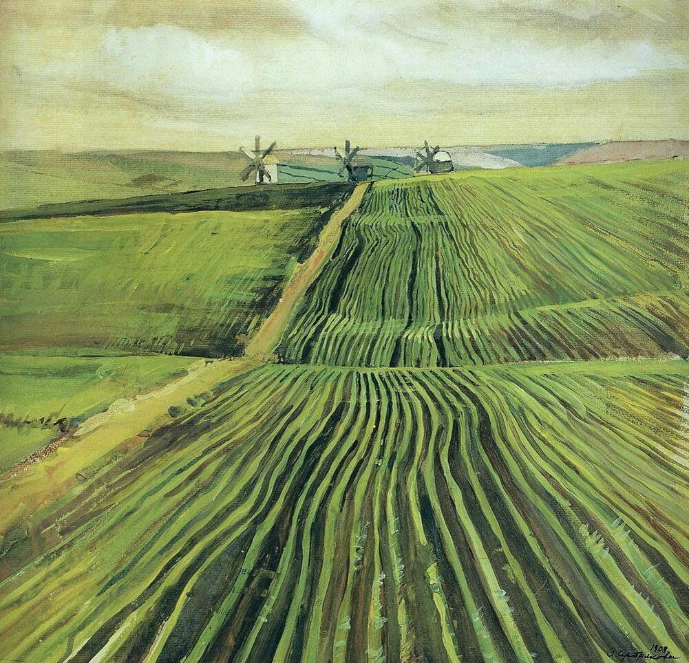    «Зеленя осенью», 1908 г., Государственная Третьяковская галерея