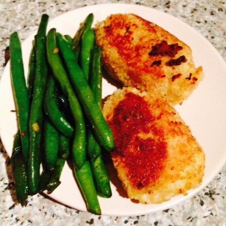    Картофельные оладьи из пюре со стручковой фасолью
