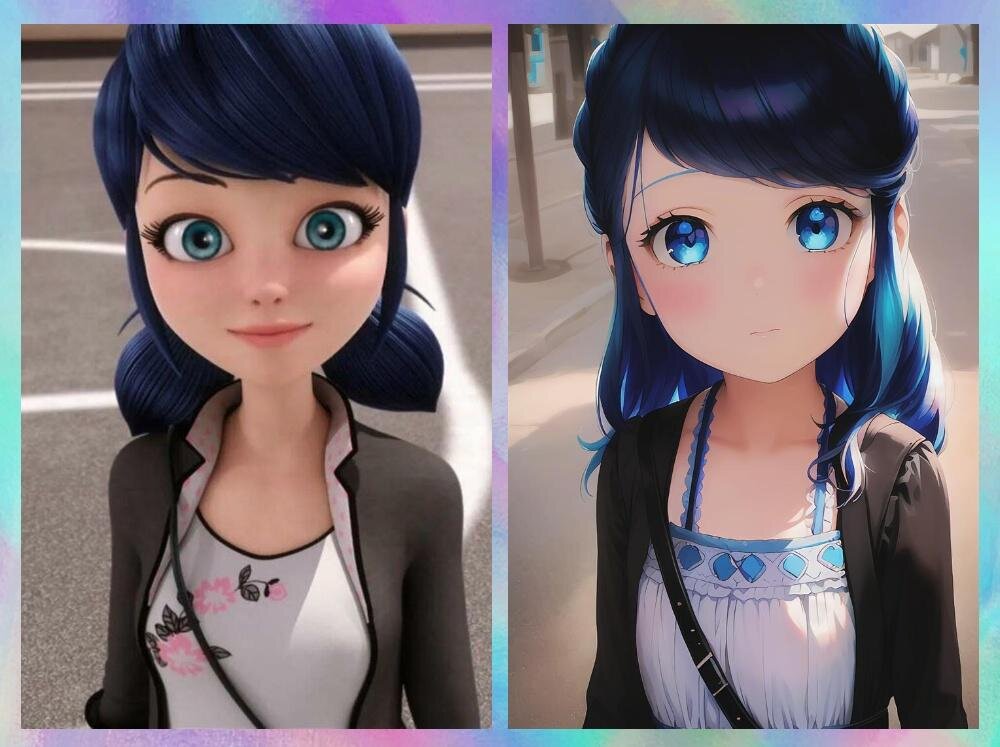 Маринетт и Маринетт с нейросети.