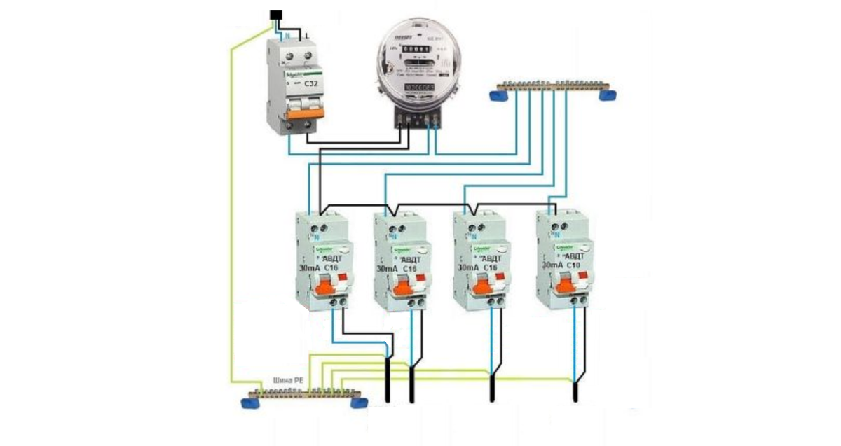 Правильное подключение дифавтомата без заземления