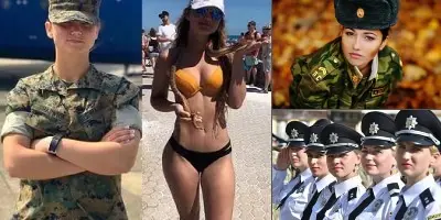 Сексуальные военные красотки в форме и без нее