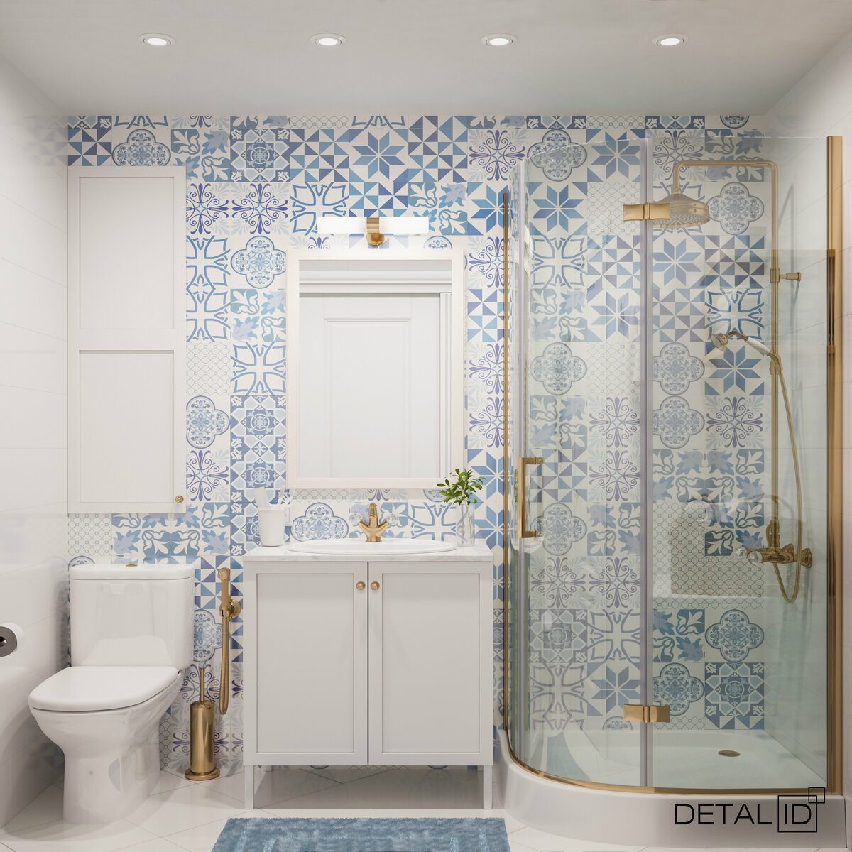 Светлая ванная комната в прохладных тонах