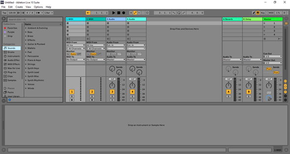 Начальный экран «Ableton 10 Lite».