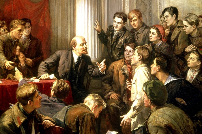 П. П. Белоусов. Ленин среди делегатов III съезда РКСМ