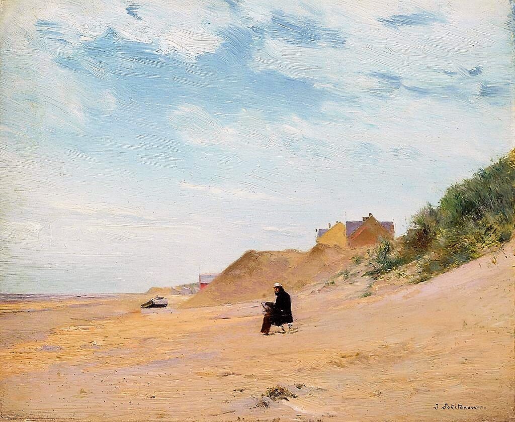 «Художник на пляже в Ла-Панне», 1895, масло, панель, 14,5 х 17,5 см, частное собрание