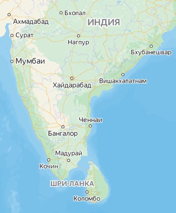 Карта индии и шри ланки