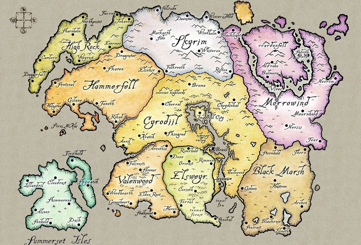 Карта Тамриэля на период правления Уриэля Септима VII