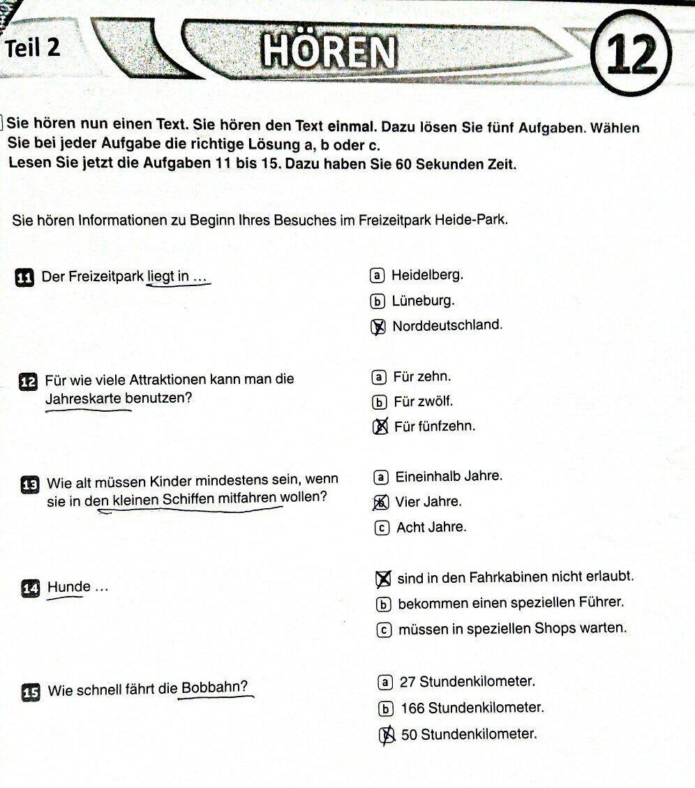Пример части 2 Teil 2 в модуле Hören B1
