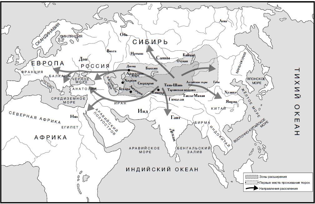 Карта тюркских стран