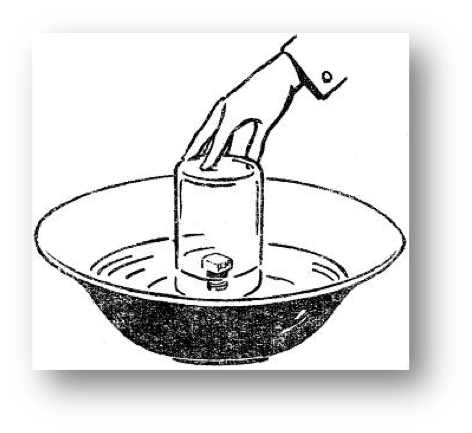 Еще можно положить крышку от бутылки и проверить, что она опустится почти до самого дна вместе со стаканом! Картинка с сайта: https://www.poznovatelno.ru