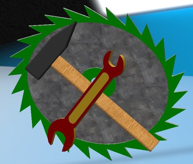 Это мой логотип. Сделан в программе SolidWorks. Это реальные топорные 3Д модели инструментов, которые я наваял за 30 минут. Когда значок мелкий - смотрится нормально=)