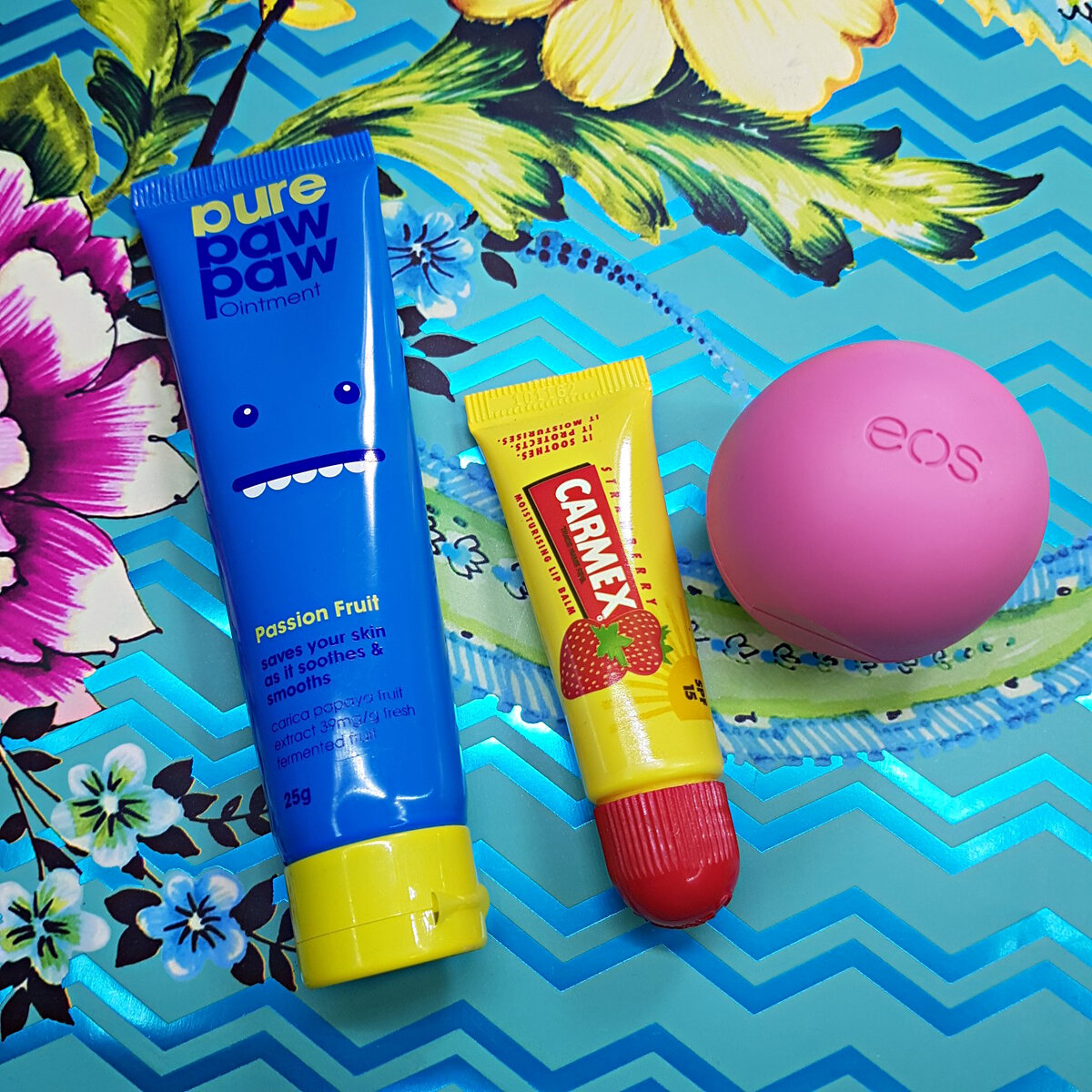Pure paw paw, Carmex, EOS