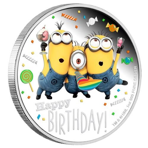 Подарочная монета "Миньоны с днем рождения" (фото взято с сайта www.perthmint.com)