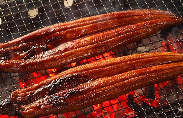 Во многих странах блюда из угря считаются деликатесом, подаются в фешенебельных ресторанах и весьма не дешевы. Эта рыба, поданная на закуску или в качестве основного блюда, обладает уникальным вкусом, она хороша копченая, соленая, вяленая или жареная. Угорь бывает морским и речным, совершенно неважно, какого он происхождения, как и многие другие обитатели водных глубин, он содержит фосфор, йод, калий, и еще значительное количество всяких полезных микроэлементов. 
Если повезет найти угря, выберете тушку пожирнее. Итак, имея экземпляр вкусной и полезной рыбины, самый простой вариант – приготовить жареного угря на гриле или сковородке.

Нам понадобится:

Угорь - 1 кг

Соль - 1-2 ч. ложки

Перец - щепотка

Лимонный сок - 2 ст. ложки

Оливковое масло - 2 ст. ложки

Чеснок - 3 зубчика

Лавровый лист - 4 шт.

Рецепт приготовления:

К первому этапу нужно подойти очень ответственно и тщательно промыть рыбу, можно сделать это с помощью крупной соли, чтобы убрать всю слизь (помните же, «скользкий как угорь»). Отрезать голову и хвост, извлечь внутренности.

Порезать рыбу на порционные кусочки, обсушить и натереть смесью чеснока, оливкового масла, уксуса, соли и перца. Оставить в маринаде минимум на час.

Если рыбу предстоит жарить на гриле или мангале, наденьте их на шпажки или тонкие шампура, вставляя между ними поломанные листья лаврового листа.

На сковородке получится не менее вкусно, обваляйте кусочки в муке и отправляйте в разогретое растительное масло. Длительной тепловой обработки рыба не требует, обжарьте до получения красивой золотистой корочки – и все готово.

Приятной трапезы!