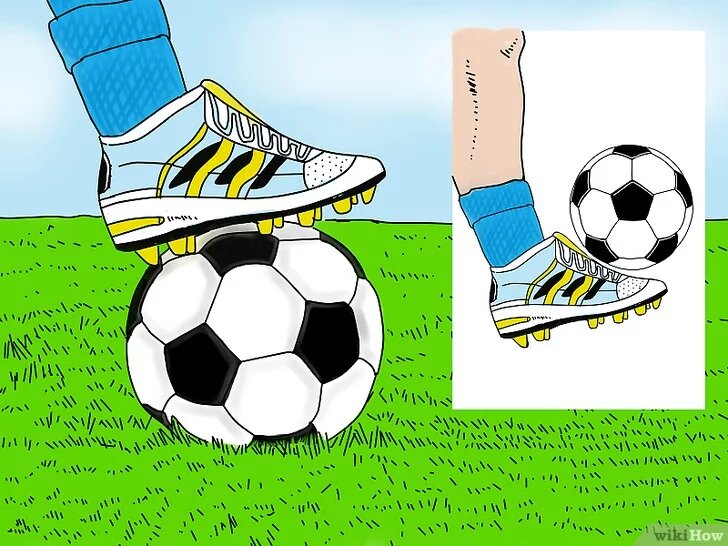 2 Положите мяч на пол, поставьте ногу на него и откатите его назад, так, чтобы мяч был на вашей ноге сверху.