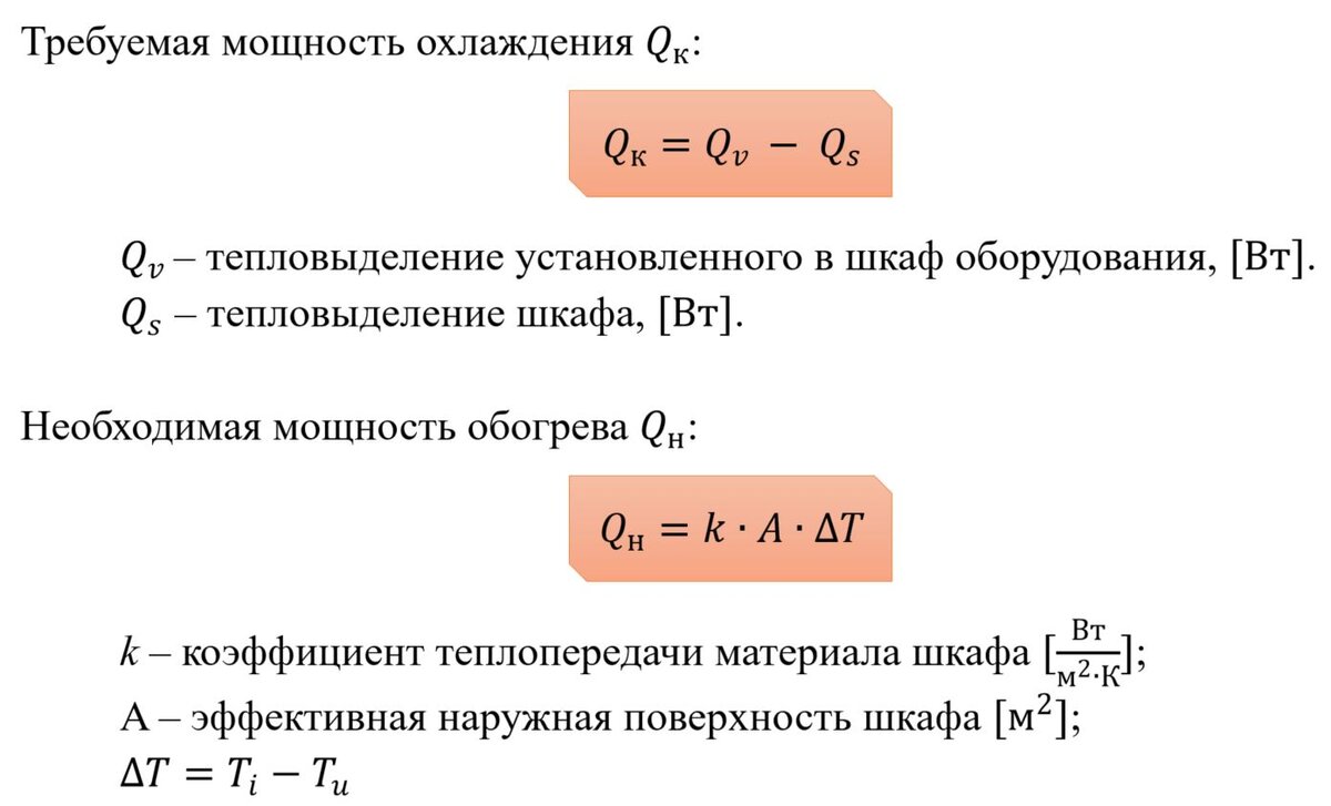 Расчет микроклимата шкафа