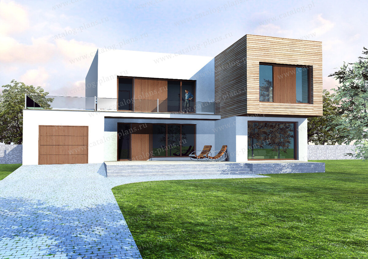 Коттедж с плоской кровлей. Проект zx152. Хай тек 2. Фасад в современном стиле. Дом с плоской крышей 160кв.