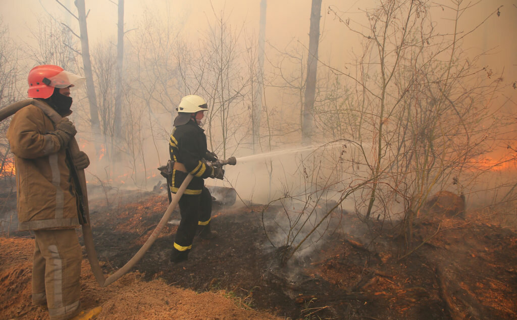 Тушение пожара в Чернобыле.
